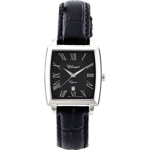 Black Dial Leather Watch