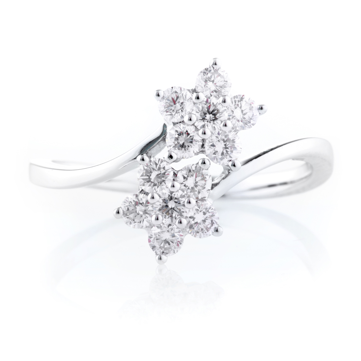 18ct White Gold 7 Round Brilliant Diamond Flower Cluster Engagement Ri –  Gems Magherafelt