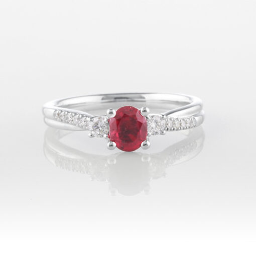 Oval Ruby Trilogy Ring