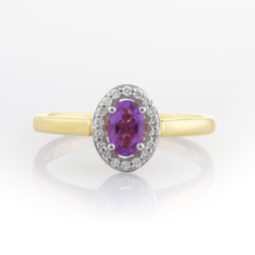 Amethyst and dia cluster ring