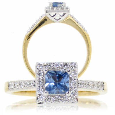 Blue Sapphire Princess Ring