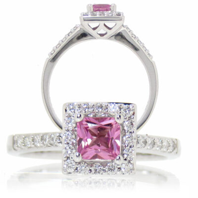 Pink Sapphire Princess Ring