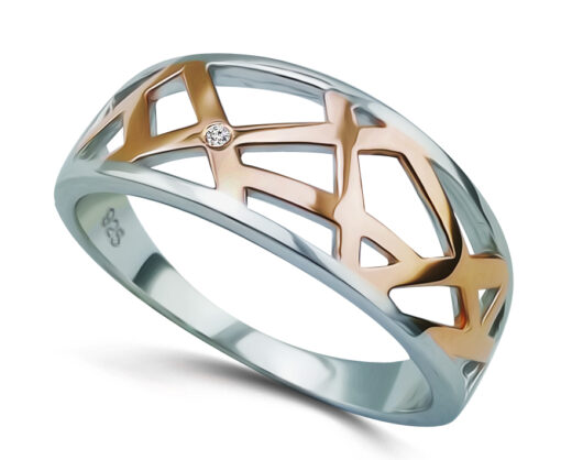 Two-Tone Web Style Dress Ring