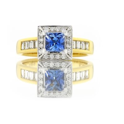 Princess Halo Sapphire Ring