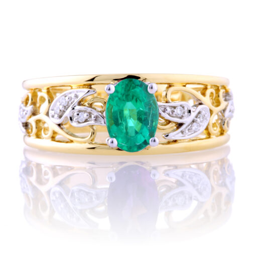Oval Emerald Filagree Ring