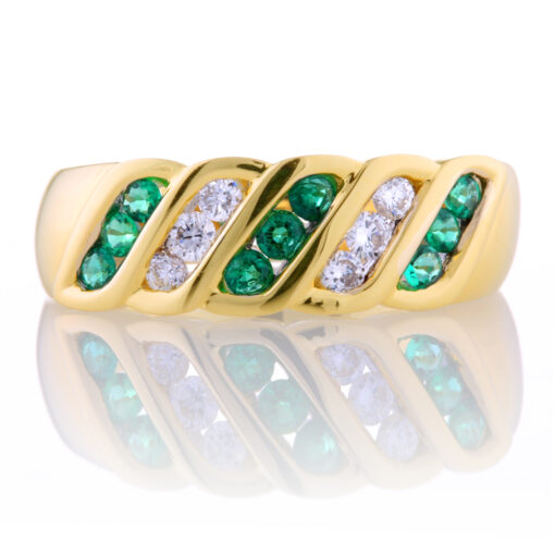 Emerald and Diamond Wave Ring