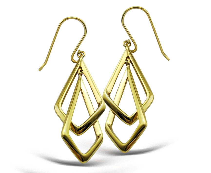Double Frame Drop Earrings - Holdsworth Bros