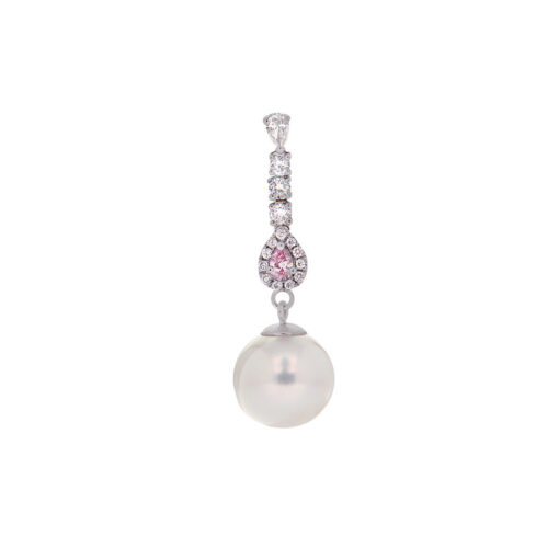 Pink Diamond and Pearl Pendant