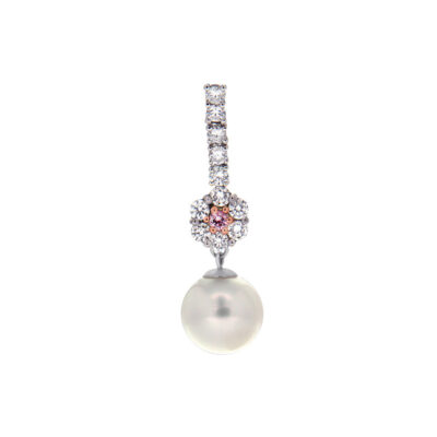 Pink Diamond and Pearl Pendant