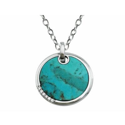 Round turquoise and cz pendant