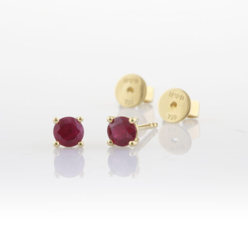 Yellow gold ruby studs