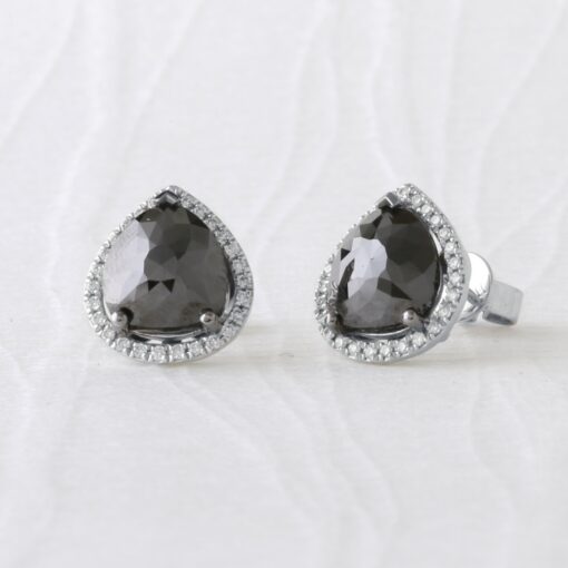 Black Diamond Halo Earrings