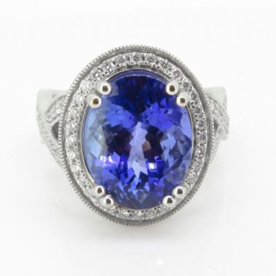 Vivid Blue Tanzanite Ring