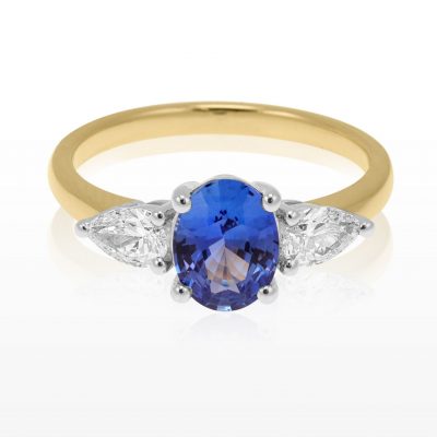Oval Sapphire Trilogy Ring