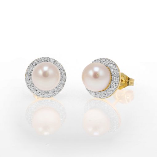 Pearl Pave Halo Studs