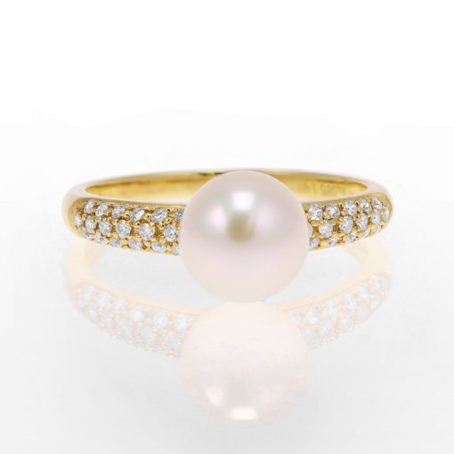Pave Set Pearl Ring