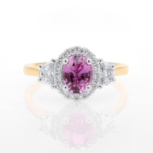 Pink Sapphire Half Moon Ring