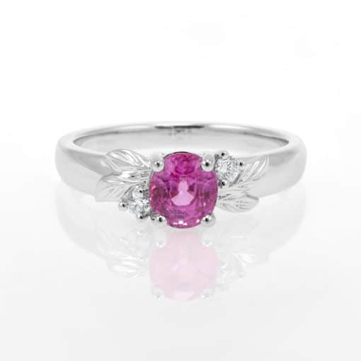 Pink Sapphire Leaf Ring