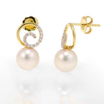 Swirl Drop Pearl Earrings