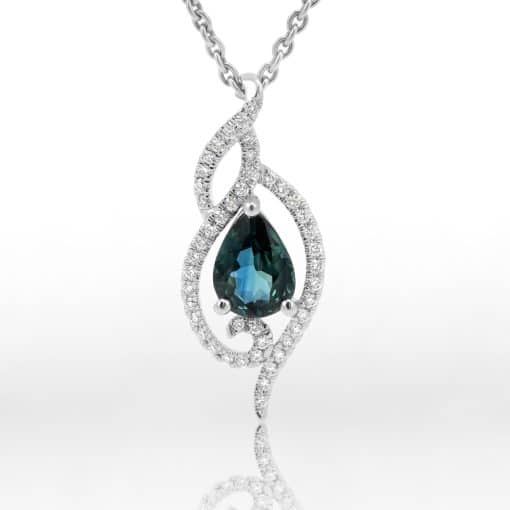 Elegant Teal Sapphire Pendant