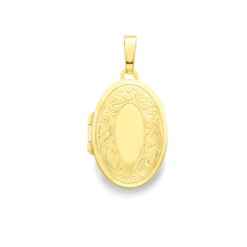9Y Oval Engraved Locket